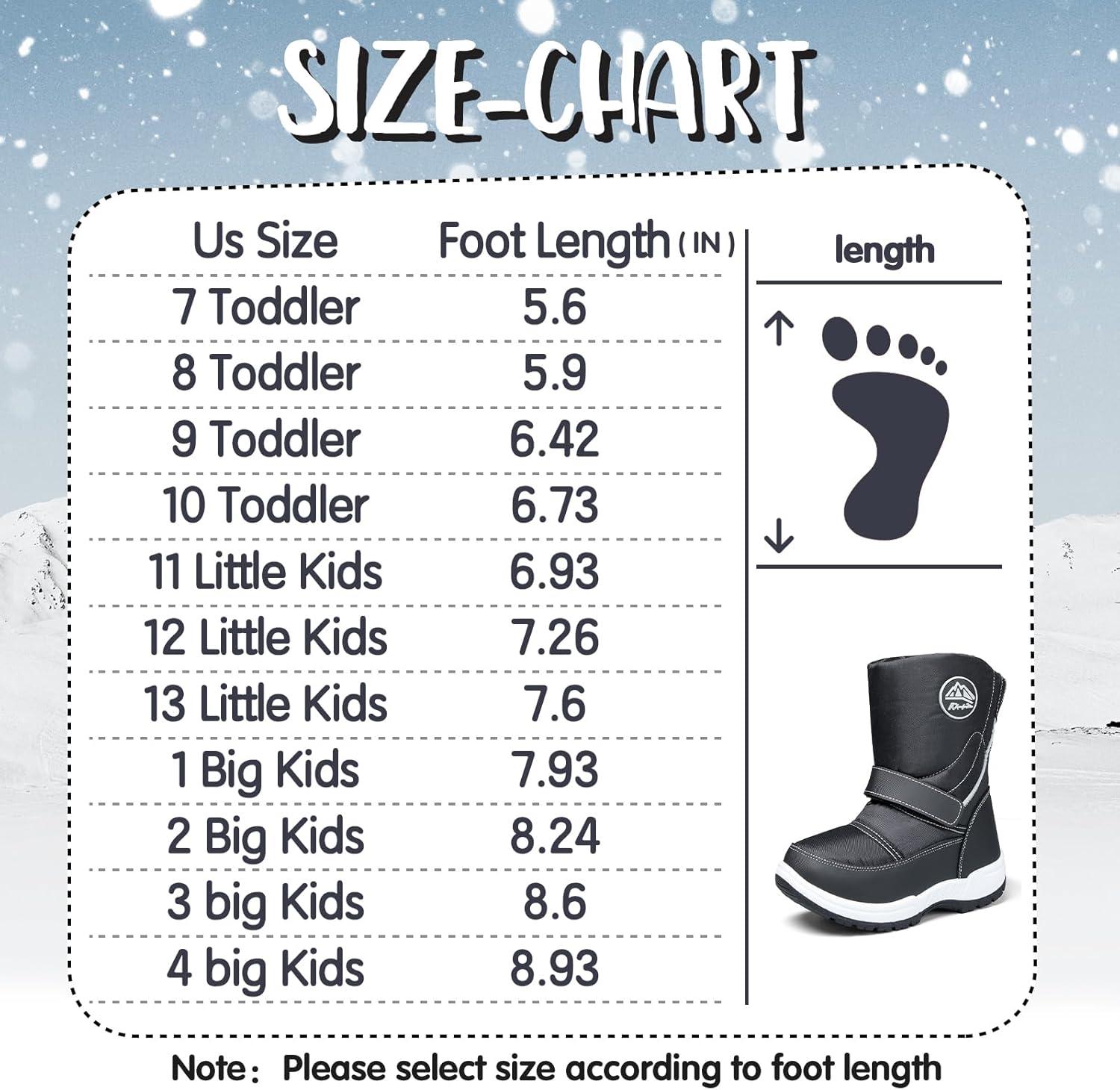 imageK KomForme Boys Girls Snow Boots Waterproof Winter Outdoor BootsToddlerLittle KidBig KidBlack