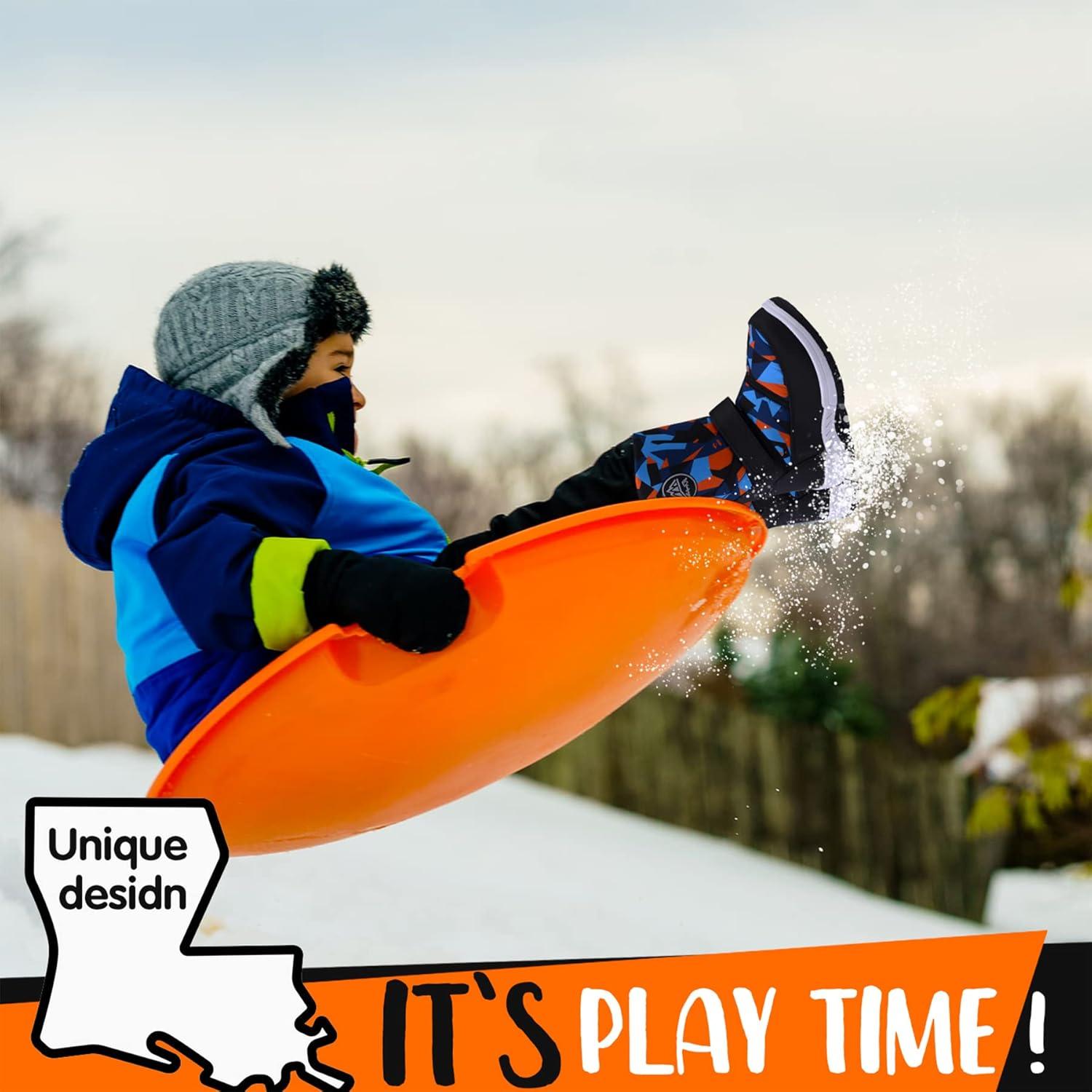 imageK KomForme Boys Girls Snow Boots Waterproof Winter Outdoor BootsToddlerLittle KidBig KidBlackBlue