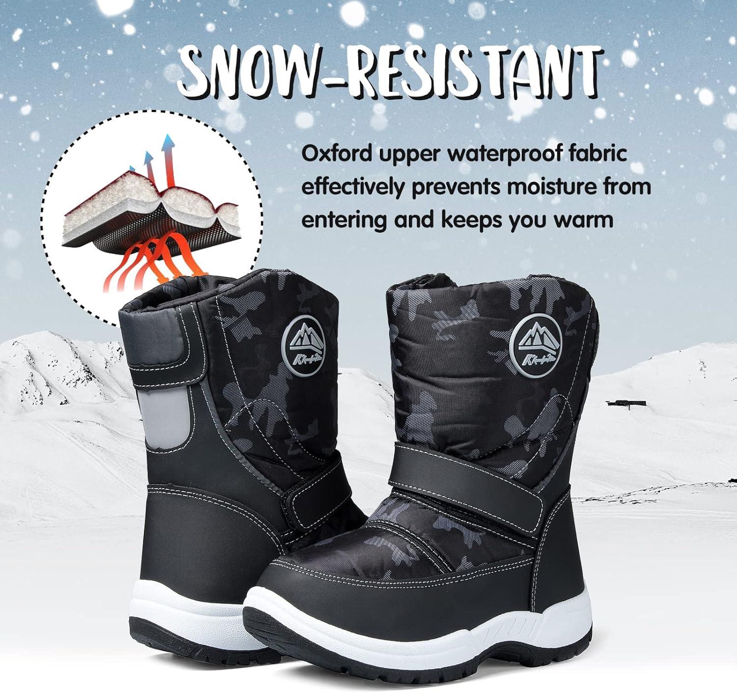 imageK KomForme Boys Girls Snow Boots Waterproof Winter Outdoor BootsToddlerLittle KidBig KidCamouflage