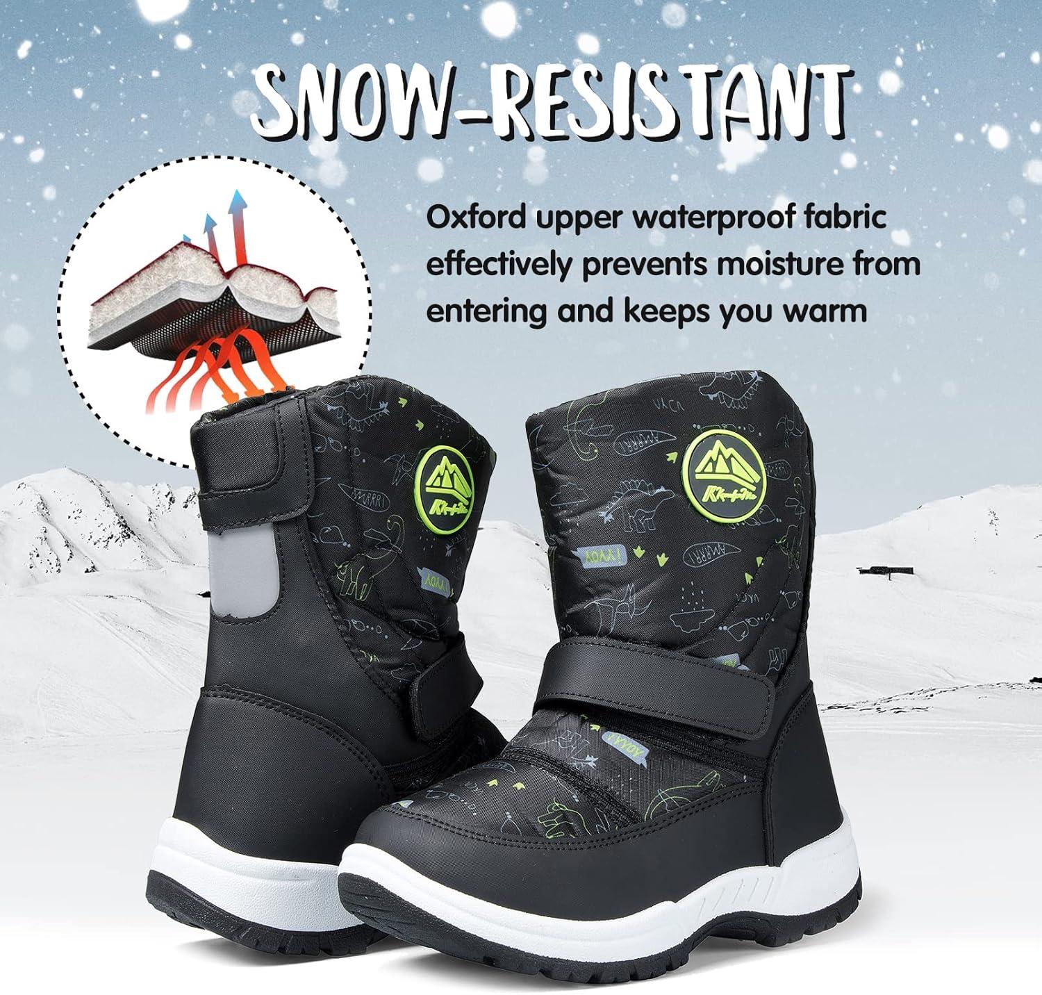 imageK KomForme Boys Girls Snow Boots Waterproof Winter Outdoor BootsToddlerLittle KidBig KidDinosaur