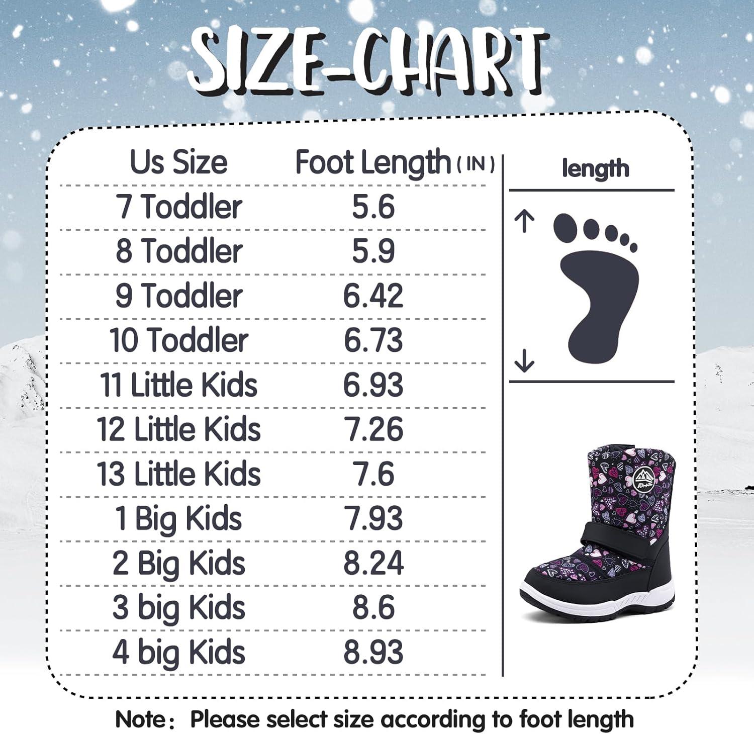imageK KomForme Boys Girls Snow Boots Waterproof Winter Outdoor BootsToddlerLittle KidBig KidPink Heart