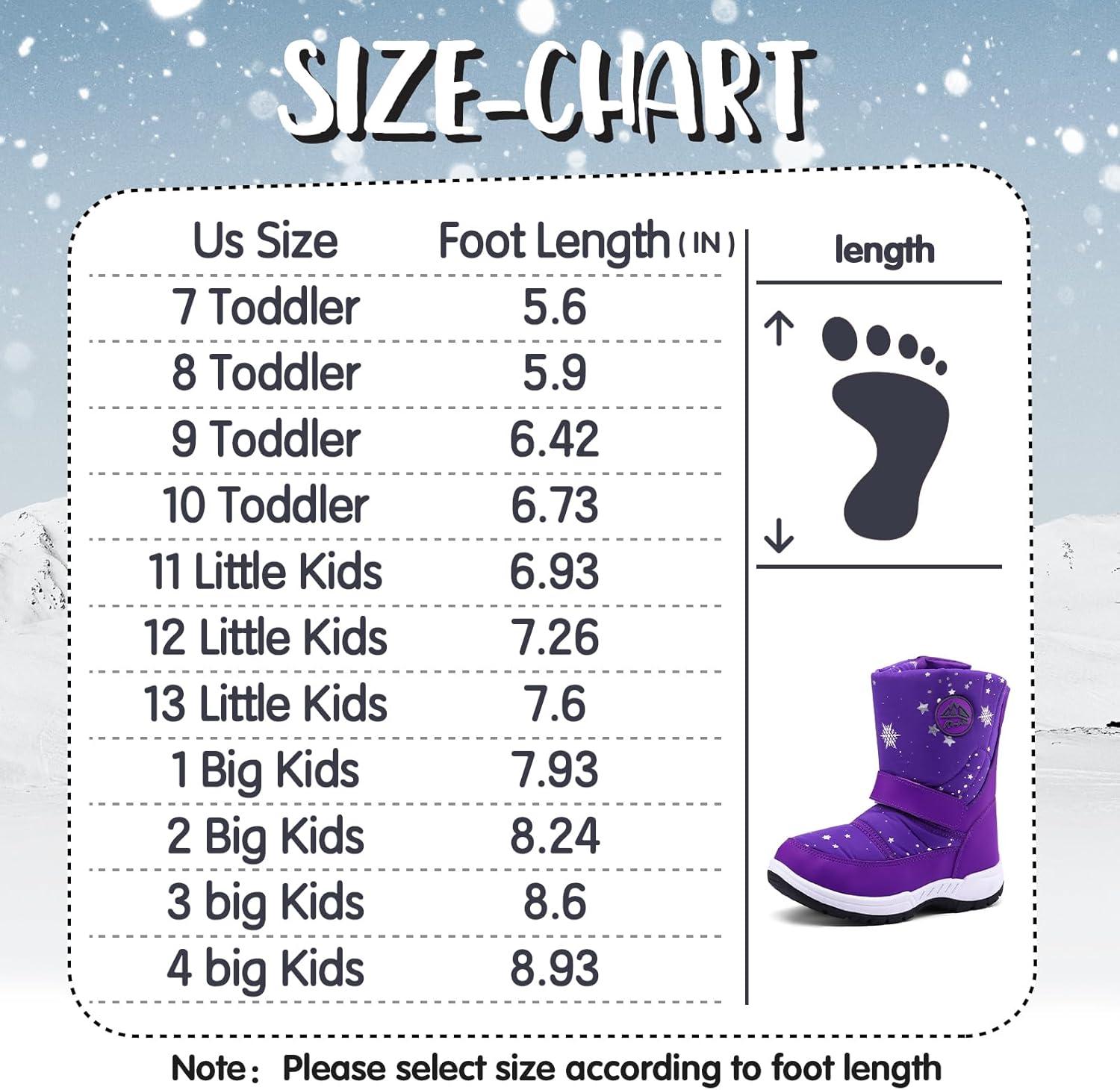 imageK KomForme Boys Girls Snow Boots Waterproof Winter Outdoor BootsToddlerLittle KidBig KidPurple Star