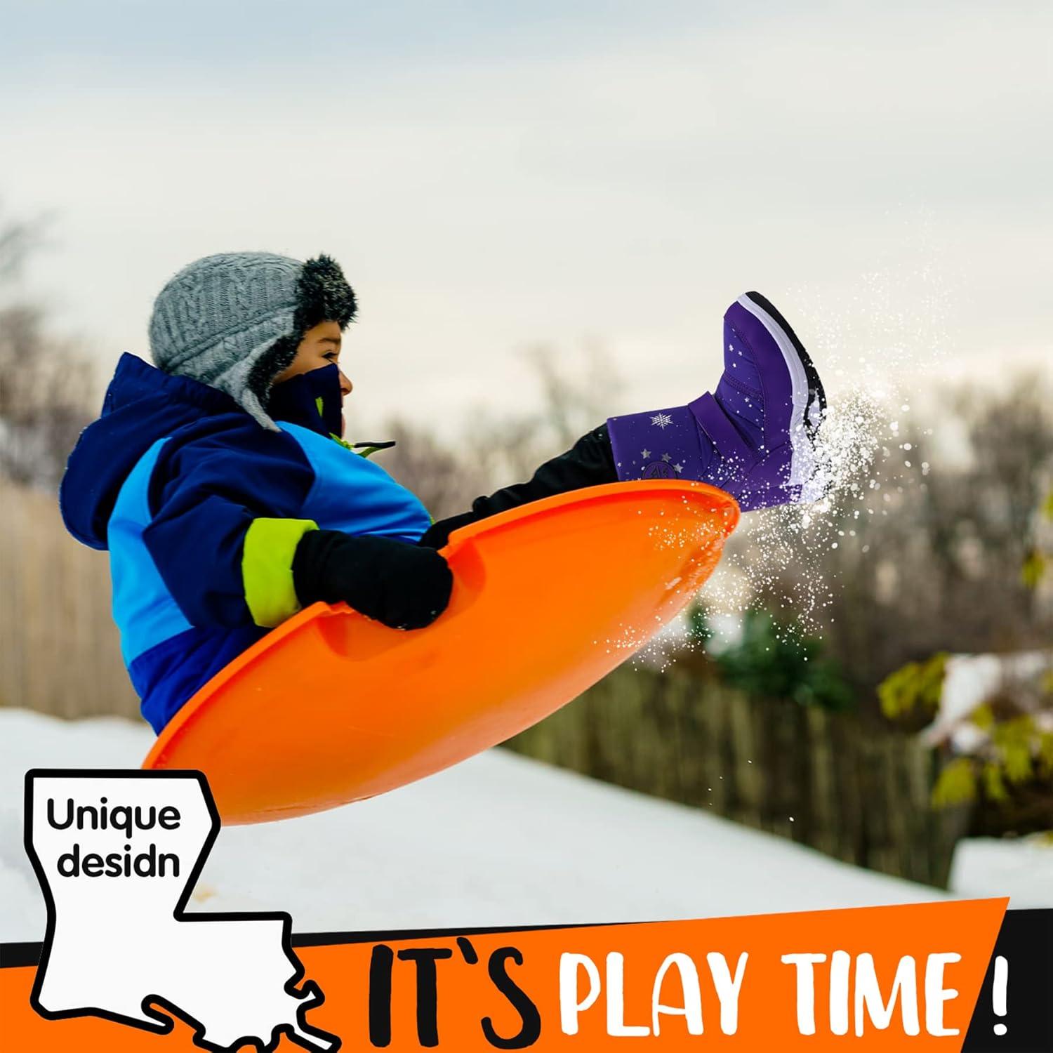 imageK KomForme Boys Girls Snow Boots Waterproof Winter Outdoor BootsToddlerLittle KidBig KidPurple Star