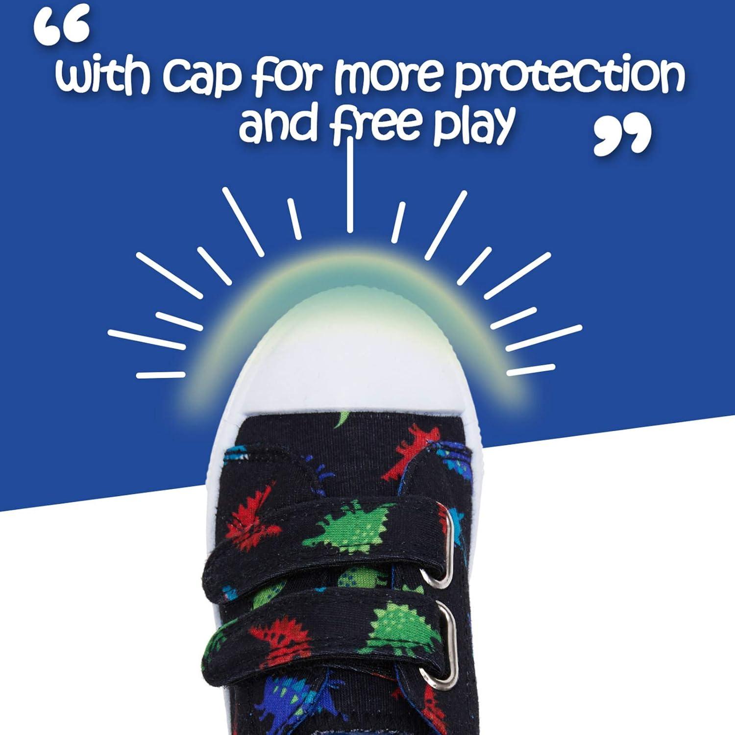 imageK KomForme Canvas Toddler Sneakers Baby Boys and Girls Shoes with Adjustable Hook and LoopAablack Dinosaur