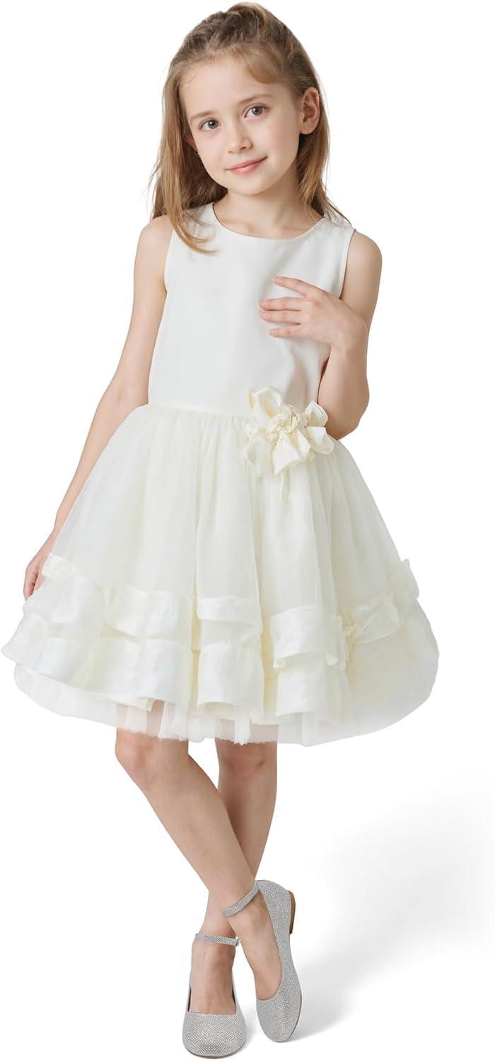 imageK KomForme Girls Ballerina Flat Ankle Strap Dress Ballet Flat ShoesToddlerLittle KidBig KidSilver