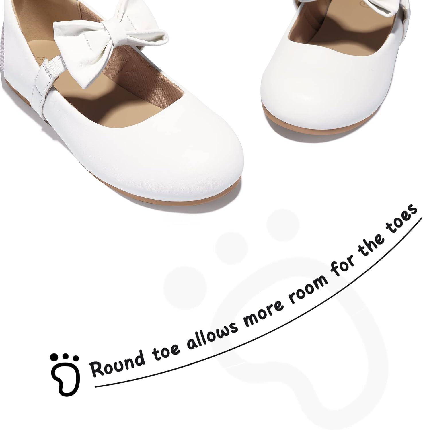 imageK KomForme Girls Ballerina Flat Ankle Strap Dress Ballet Flat ShoesToddlerLittle KidBig KidWhitepu