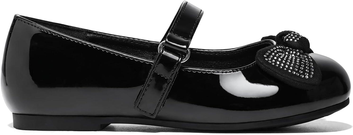 imageK KomForme Girls Ballet Flats NonSlip Soft Mary Jane Walking Party Dress Shoes for ToddlerLittle KidBig KidBlack Patent