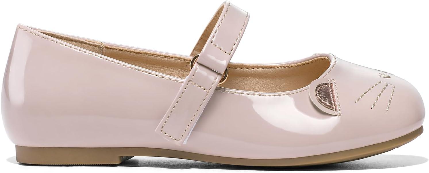imageK KomForme Girls Ballet Flats NonSlip Soft Mary Jane Walking Party Dress Shoes for ToddlerLittle KidBig KidNude Cat
