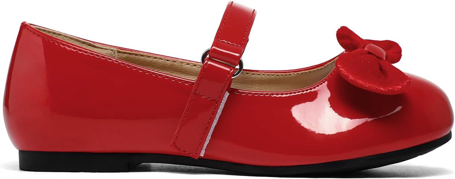imageK KomForme Girls Ballet Flats NonSlip Soft Mary Jane Walking Party Dress Shoes for ToddlerLittle KidBig KidRed Patent