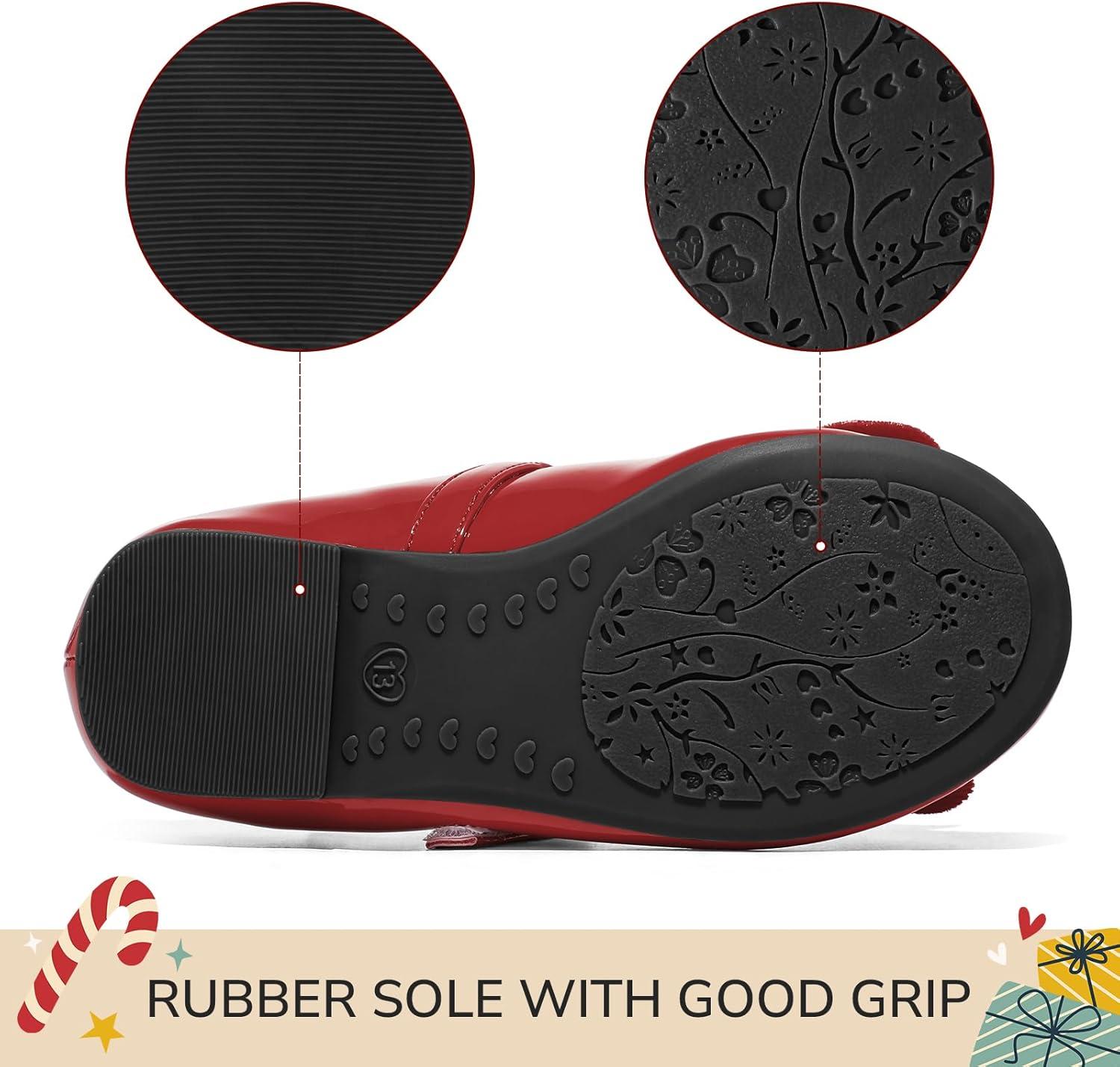 imageK KomForme Girls Ballet Flats NonSlip Soft Mary Jane Walking Party Dress Shoes for ToddlerLittle KidBig KidRed Patent