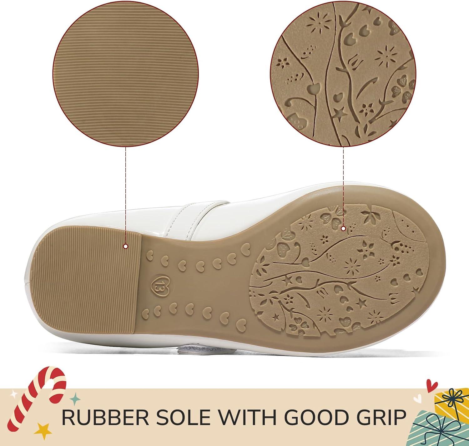 imageK KomForme Girls Ballet Flats NonSlip Soft Mary Jane Walking Party Dress Shoes for ToddlerLittle KidBig KidWhite Heart