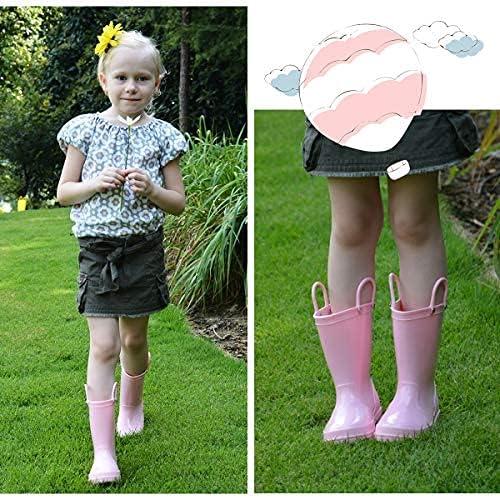 imageK KomForme Kids Girls ampamp Boys Rain Boots with Easyon Handles Waterproof OutdoorsLight Pink