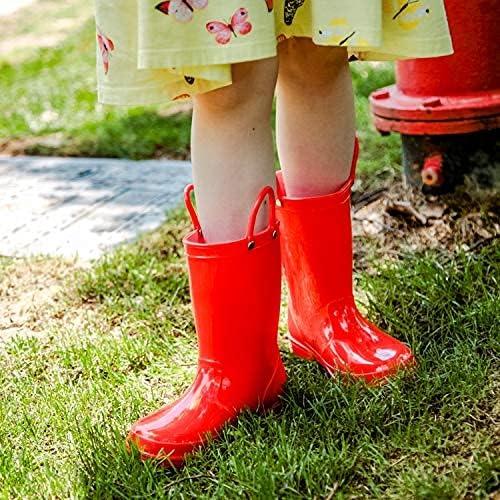 imageK KomForme Kids Girls ampamp Boys Rain Boots with Easyon Handles Waterproof OutdoorsRed