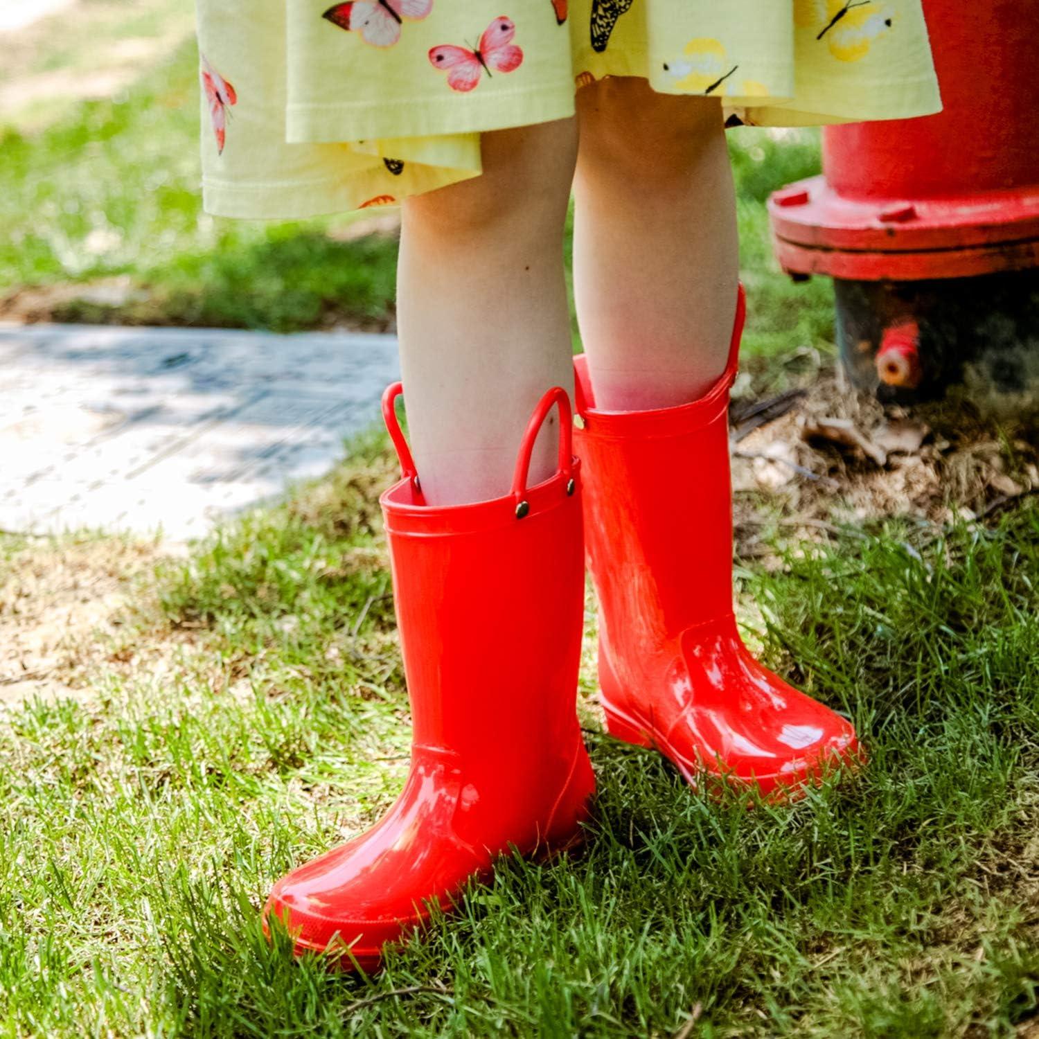 imageK KomForme Kids Girls ampamp Boys Rain Boots with Easyon Handles Waterproof OutdoorsRed