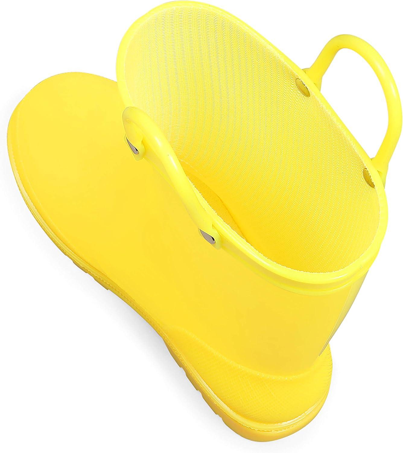 imageK KomForme Kids Girls ampamp Boys Rain Boots with Easyon Handles Waterproof OutdoorsYellow