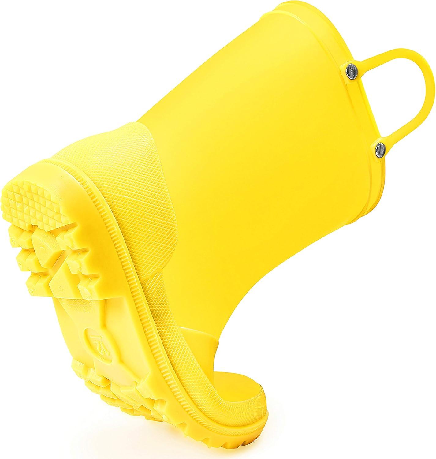 imageK KomForme Kids Girls ampamp Boys Rain Boots with Easyon Handles Waterproof OutdoorsYellow