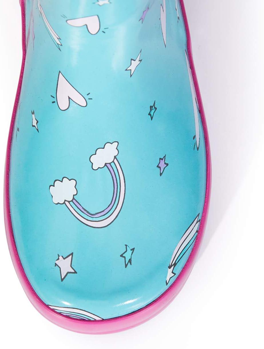imageK KomForme Kids Rain Boots Waterproof Printed Rubber boots with HandlesGlitter Unicorn