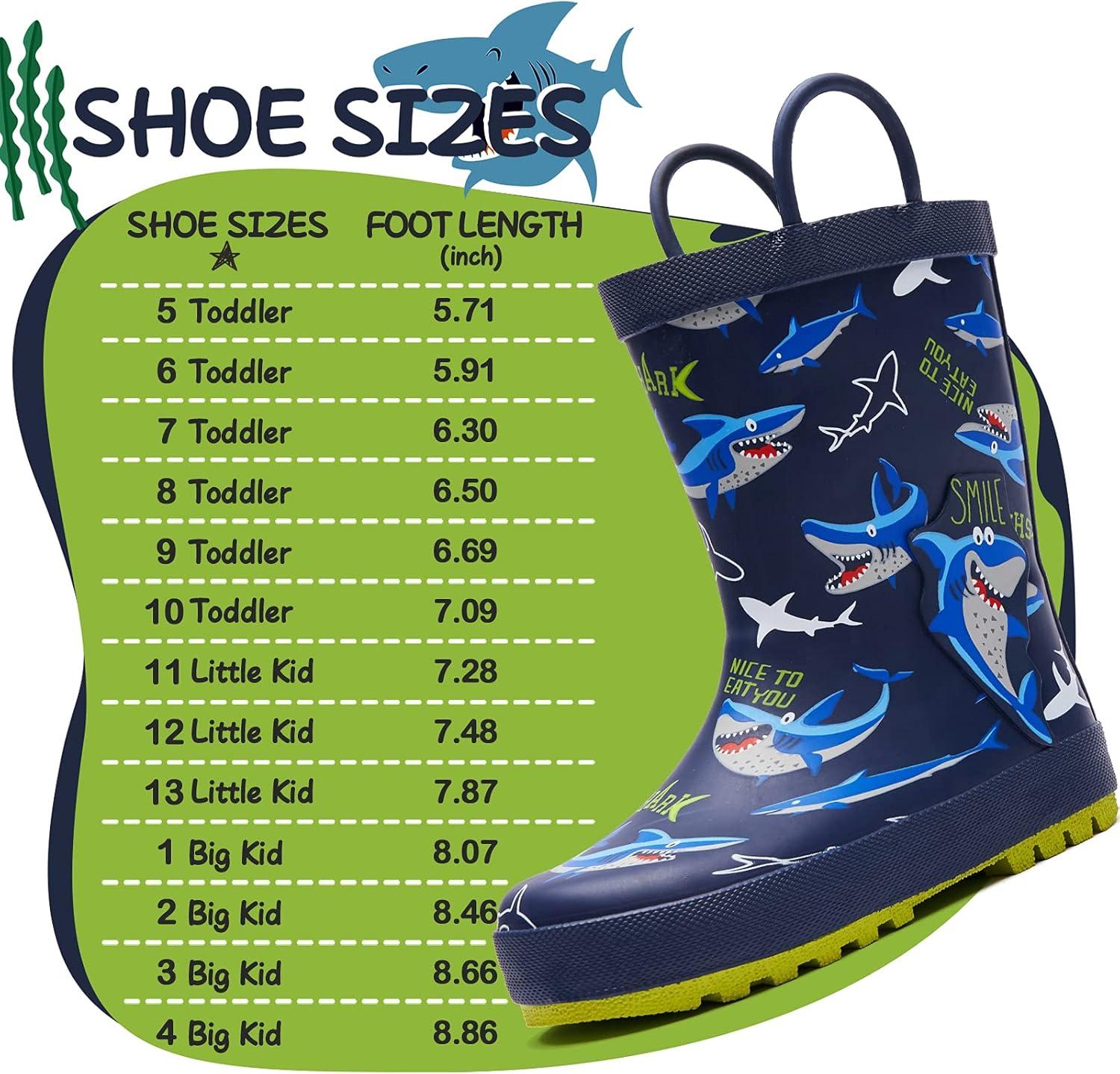 imageK KomForme Kids Rain Boots Waterproof Printed Rubber boots with HandlesNavy Shark