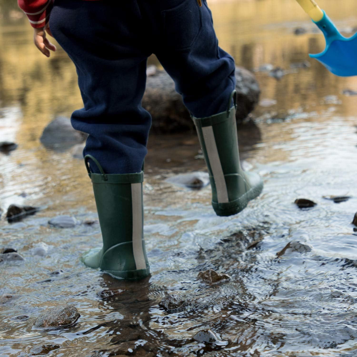 imageK KomForme Kids Rain Boots Waterproof Rubber Matte Boots with Easyon HandlesDark Green