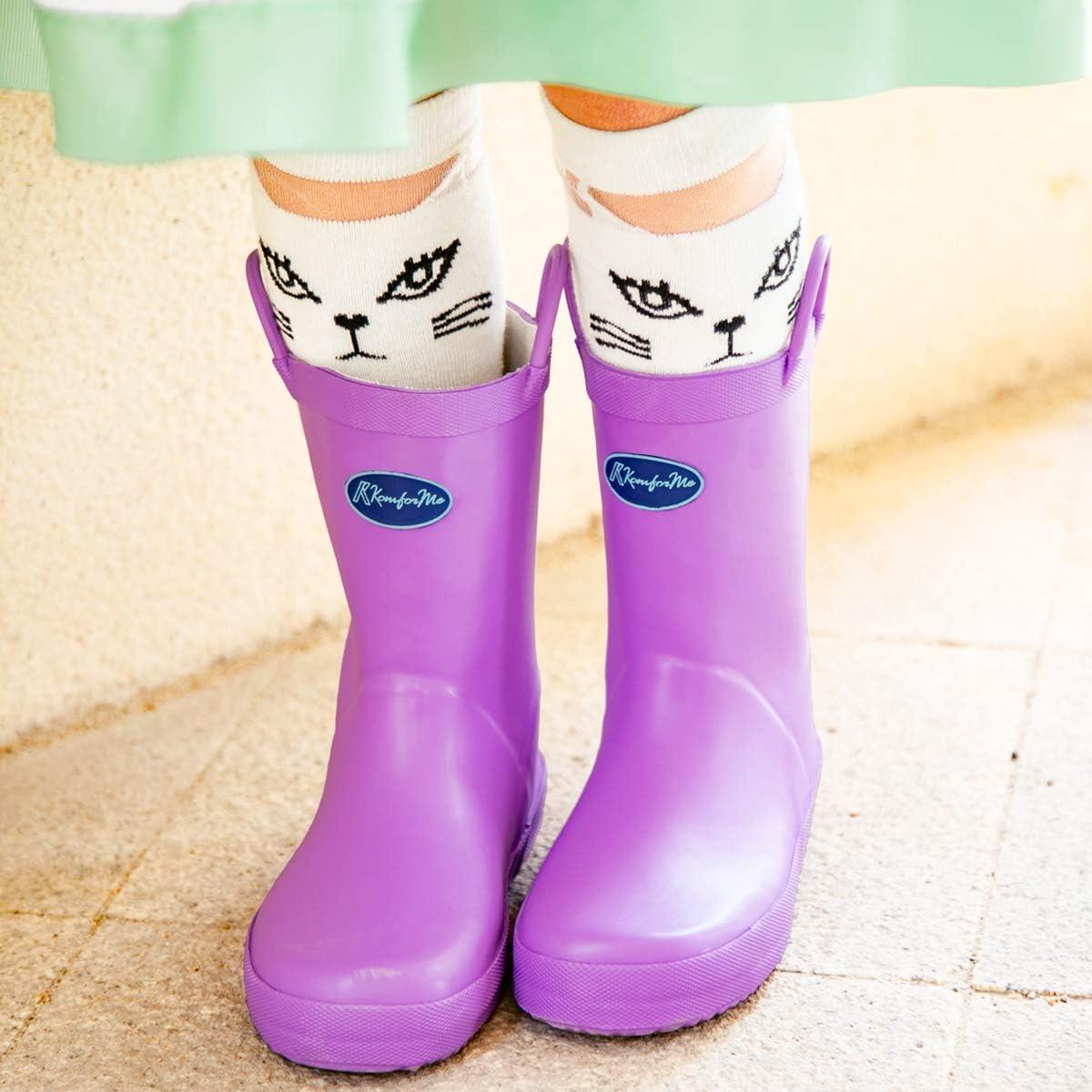 imageK KomForme Kids Rain Boots Waterproof Rubber Matte Boots with Easyon HandlesLight Purple