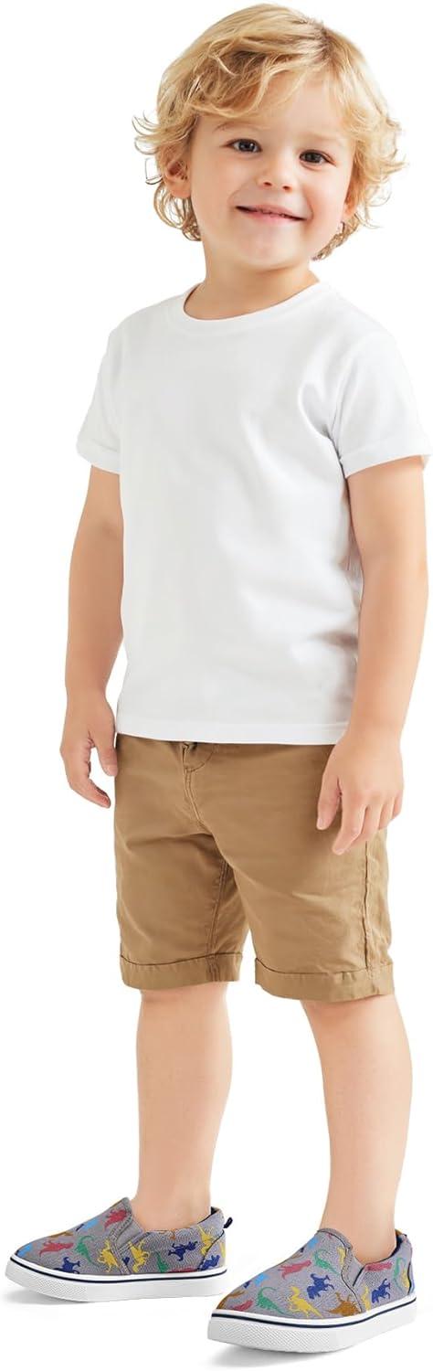 imageK KomForme Kids Shoes Toddlers Canvas Sneakers Slip on Walking Tennis Shoes for Boys GirlsToddlerLittle KidsBig KidsB1grey Dinosaur