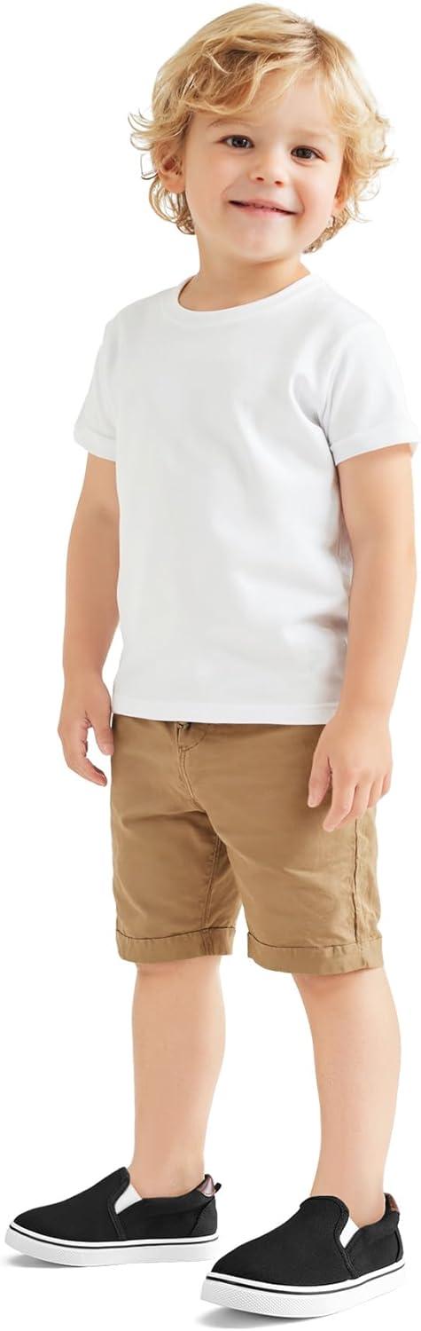 imageK KomForme Kids Shoes Toddlers Canvas Sneakers Slip on Walking Tennis Shoes for Boys GirlsToddlerLittle KidsBig KidsBlack