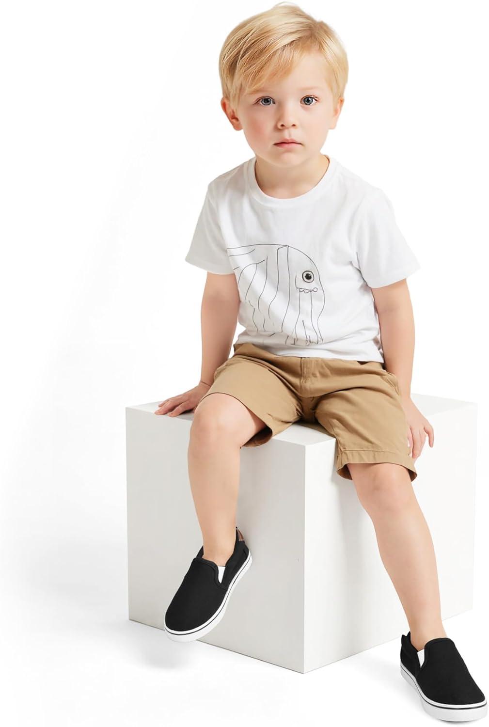 imageK KomForme Kids Shoes Toddlers Canvas Sneakers Slip on Walking Tennis Shoes for Boys GirlsToddlerLittle KidsBig KidsBlack