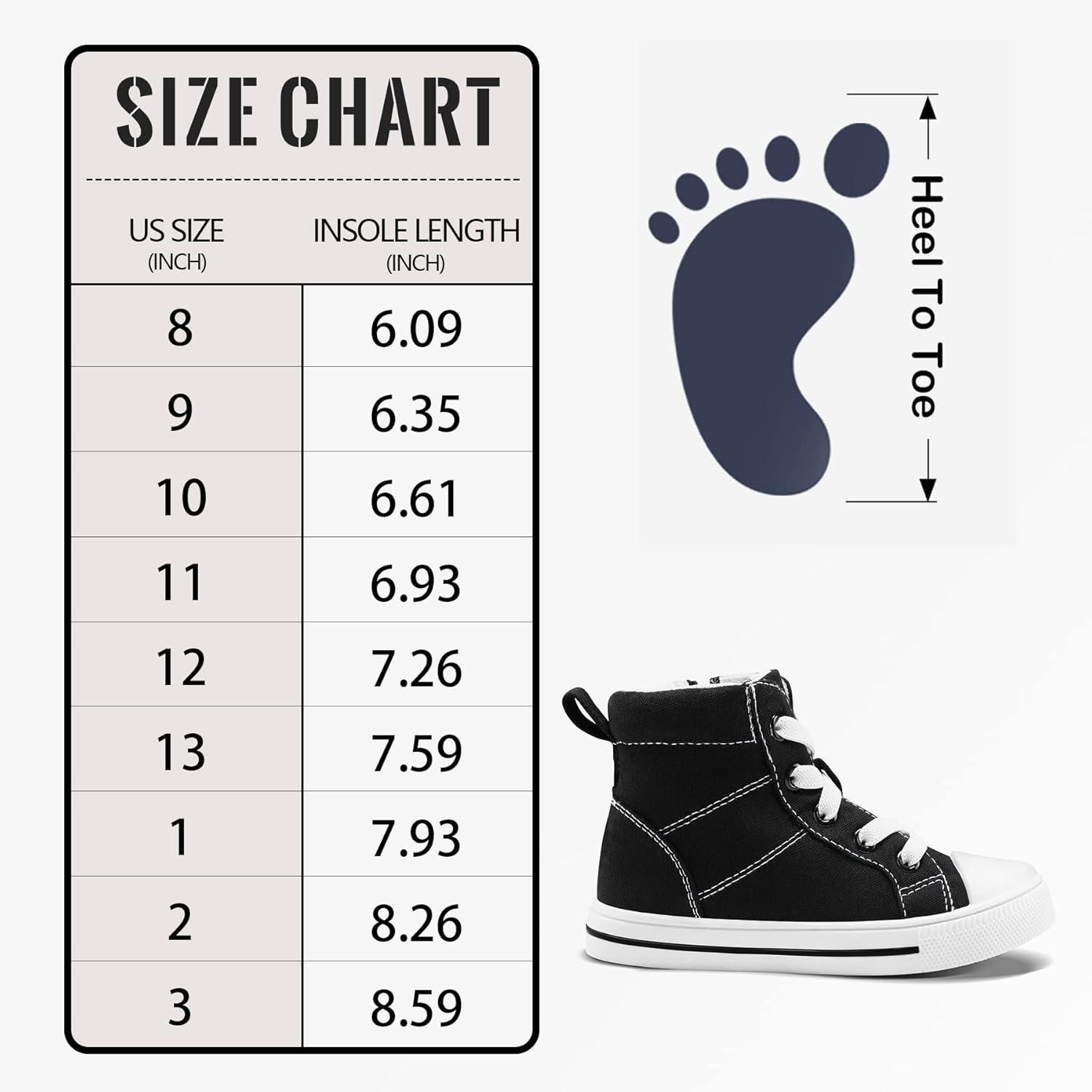 imageK KomForme Kids Sneakers for Boys and Girls Toddler Canvas High Top Walking Causal Shoes with ZipperBlack