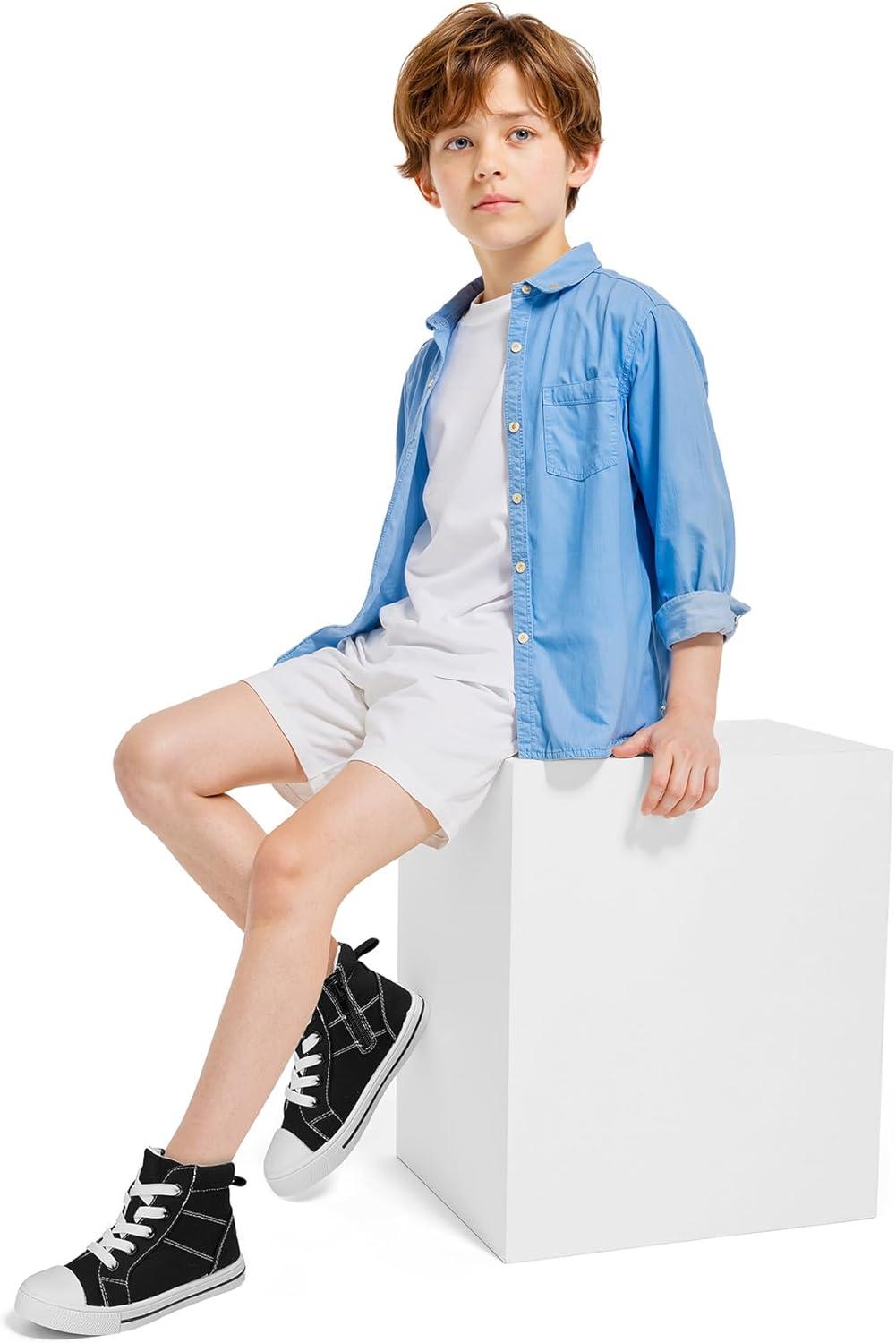 imageK KomForme Kids Sneakers for Boys and Girls Toddler Canvas High Top Walking Causal Shoes with ZipperBlack