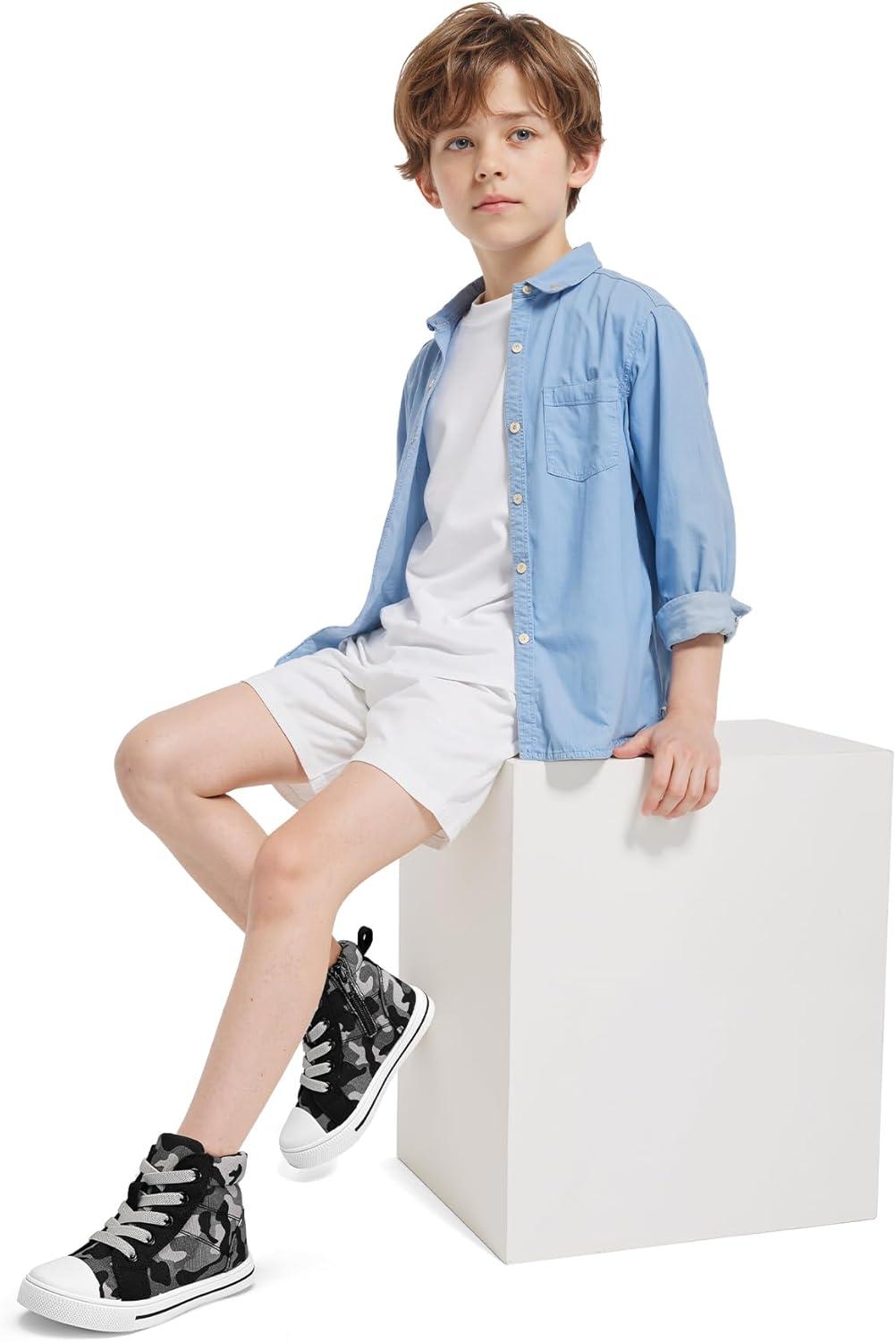 imageK KomForme Kids Sneakers for Boys and Girls Toddler Canvas High Top Walking Causal Shoes with ZipperCamouflage Black