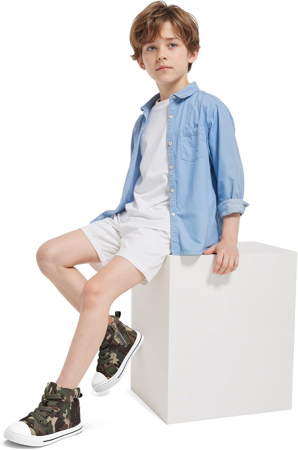 imageK KomForme Kids Sneakers for Boys and Girls Toddler Canvas High Top Walking Causal Shoes with ZipperCamouflage Green