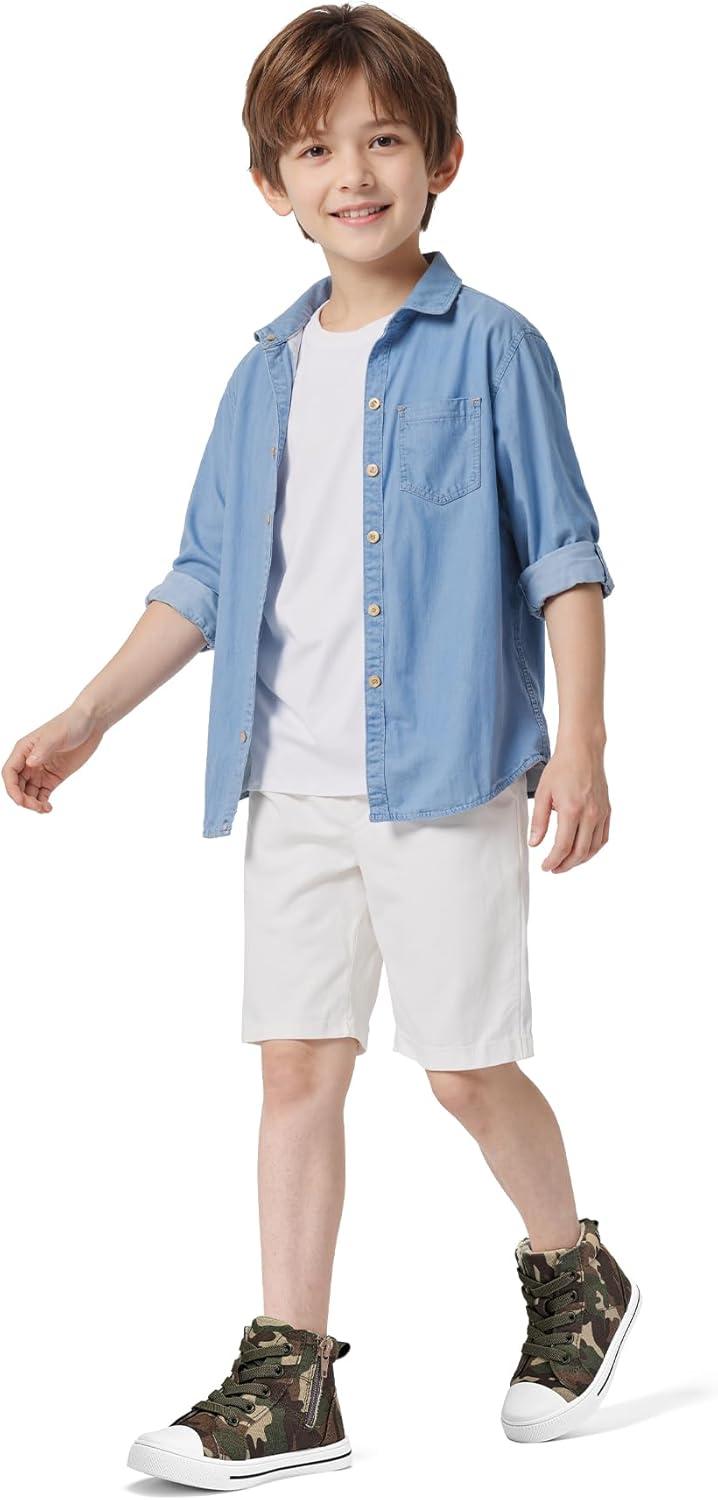 imageK KomForme Kids Sneakers for Boys and Girls Toddler Canvas High Top Walking Causal Shoes with ZipperCamouflage Green