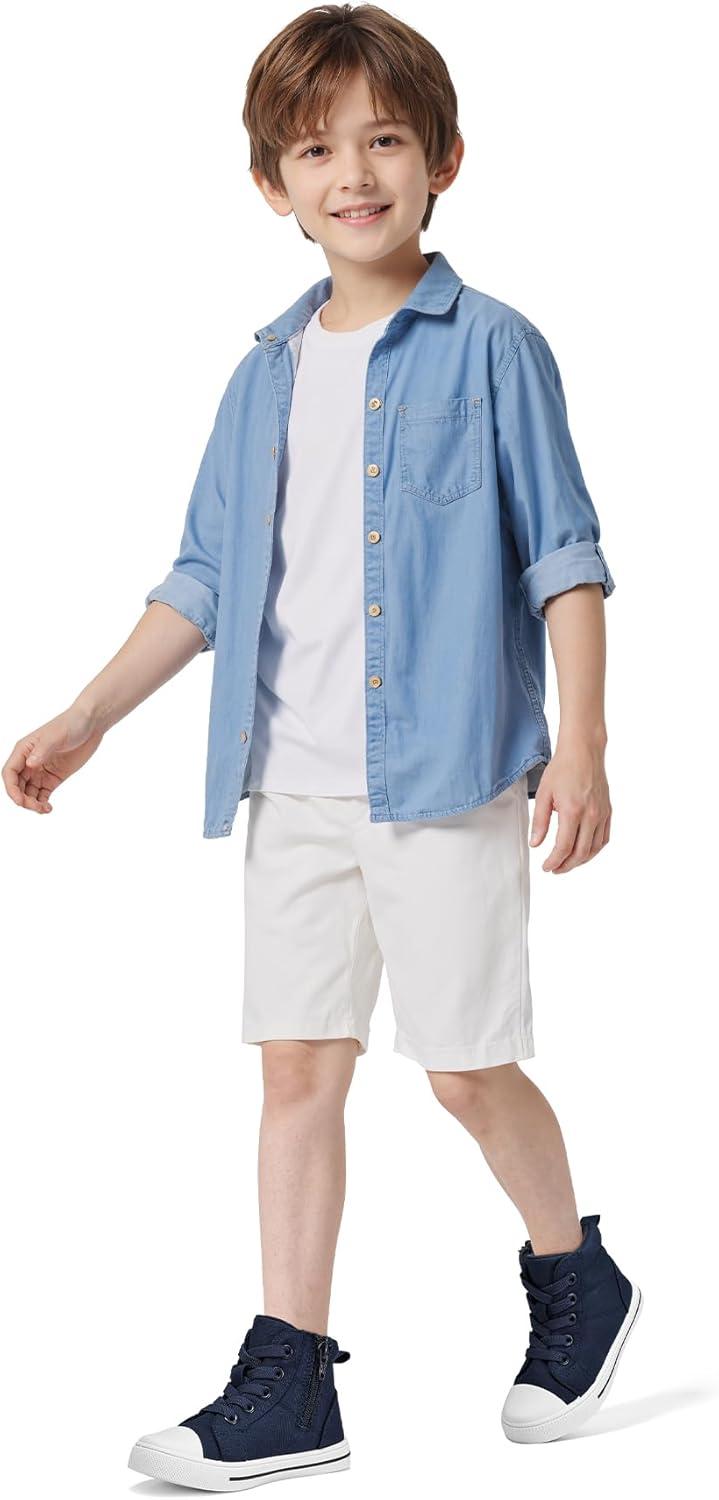 imageK KomForme Kids Sneakers for Boys and Girls Toddler Canvas High Top Walking Causal Shoes with ZipperNavy