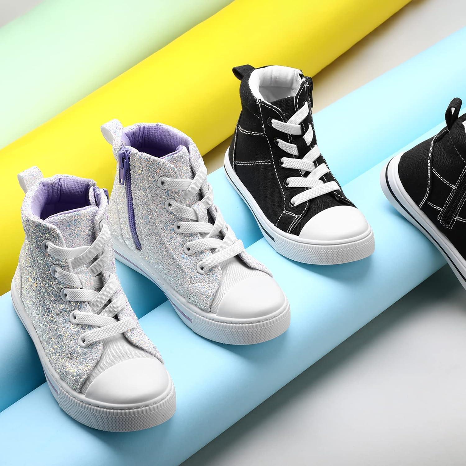 imageK KomForme Kids Sneakers for Boys and Girls Toddler Canvas High Top Walking Causal Shoes with ZipperPink