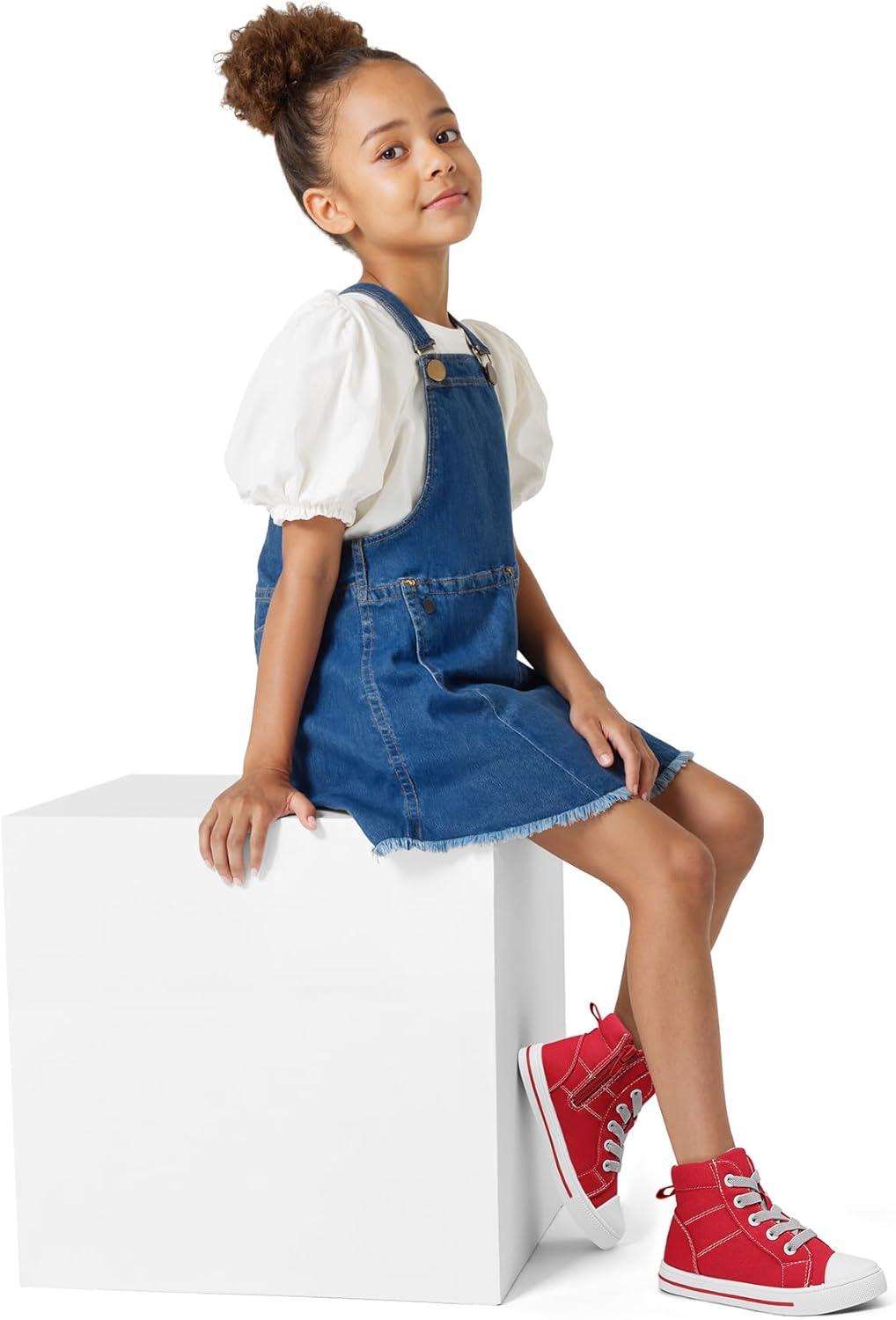 imageK KomForme Kids Sneakers for Boys and Girls Toddler Canvas High Top Walking Causal Shoes with ZipperRed