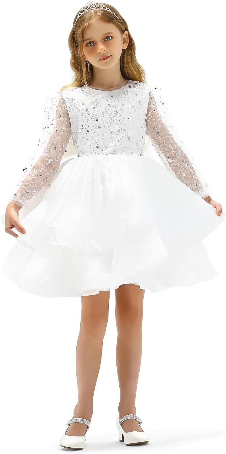 imageK KomForme Mary Jane Shoes with Low Heel Rhinestones Princess Flats Dress Pump Shoes for Little KidBig KidIvory White