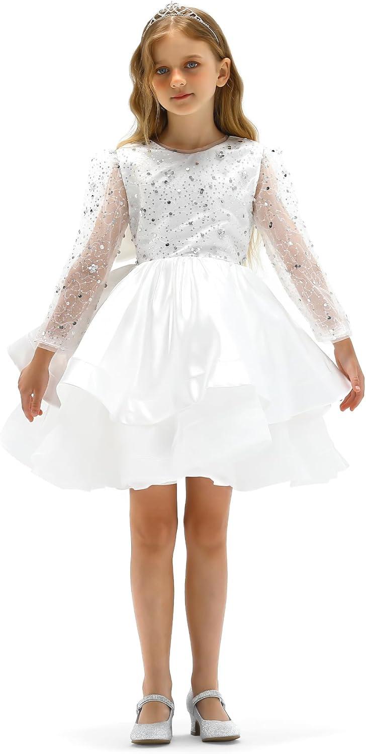 imageK KomForme Mary Jane Shoes with Low Heel Rhinestones Princess Flats Dress Pump Shoes for Little KidBig KidSilver Glitter