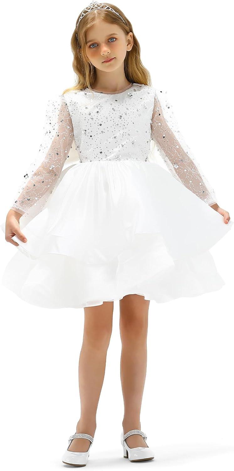 imageK KomForme Mary Jane Shoes with Low Heel Rhinestones Princess Flats Dress Pump Shoes for Little KidBig KidWhite