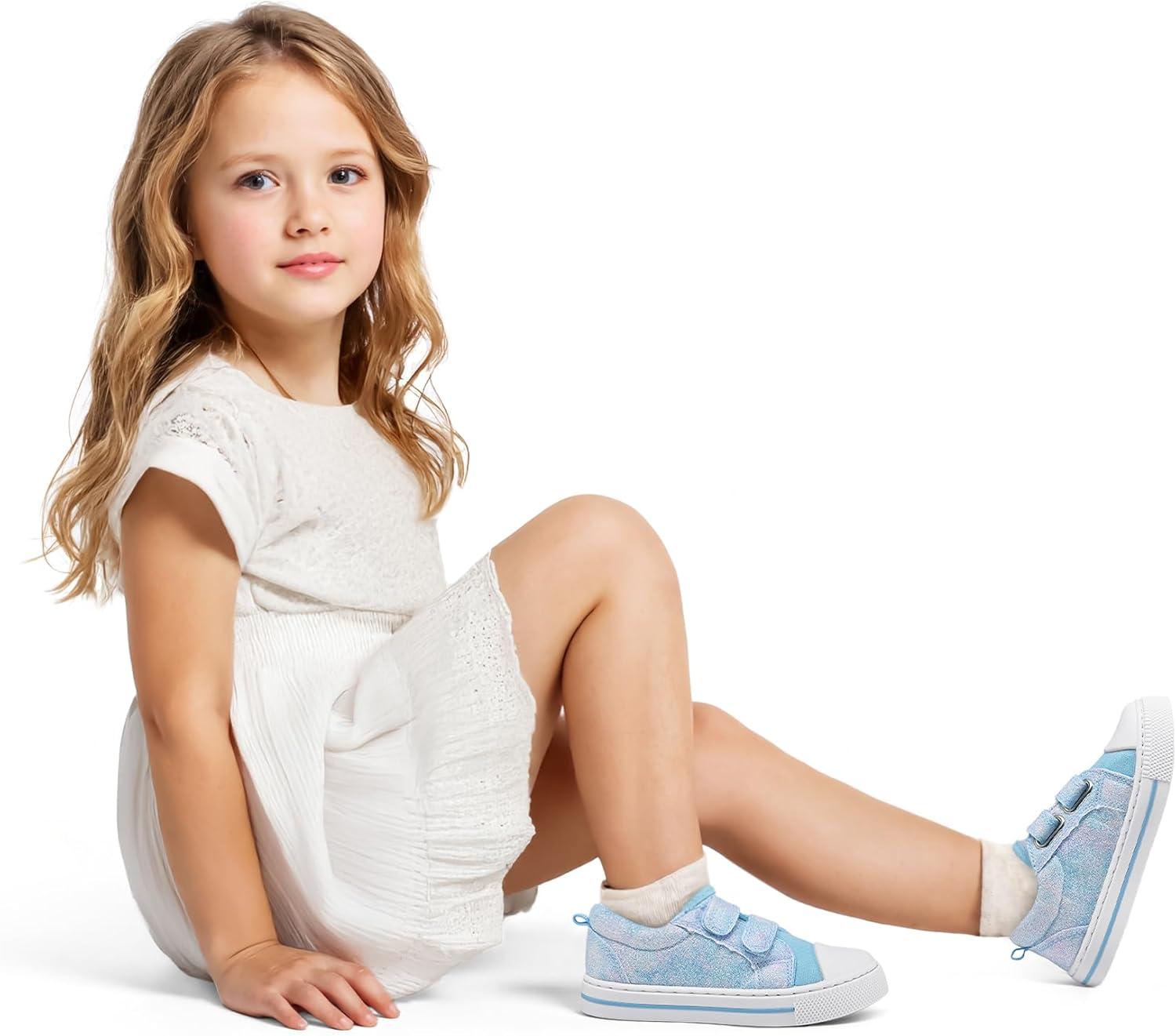 imageK KomForme Sneakers for Boys and GirlsToddler Kids Soft Walking ShoesBlue Glitter