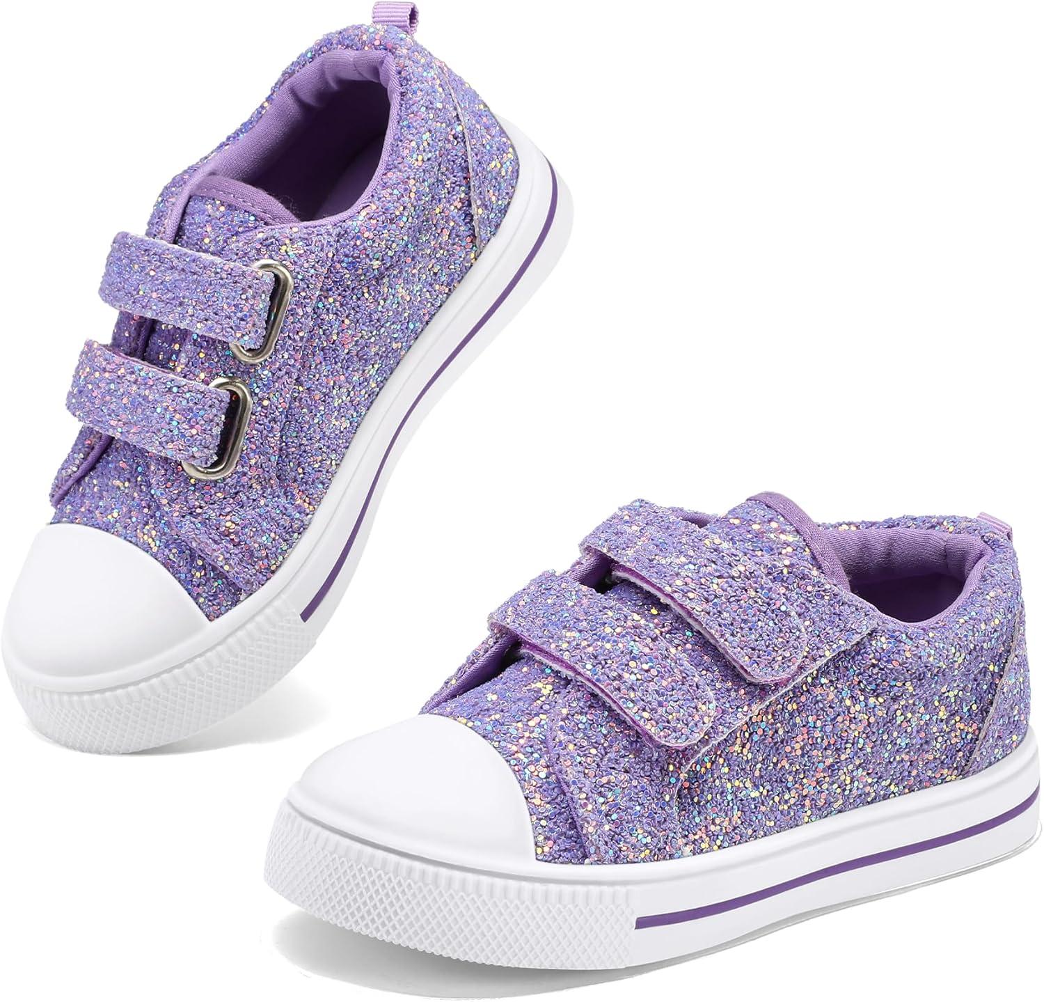 imageK KomForme Sneakers for Boys and GirlsToddler Kids Soft Walking ShoesPurple Glitter