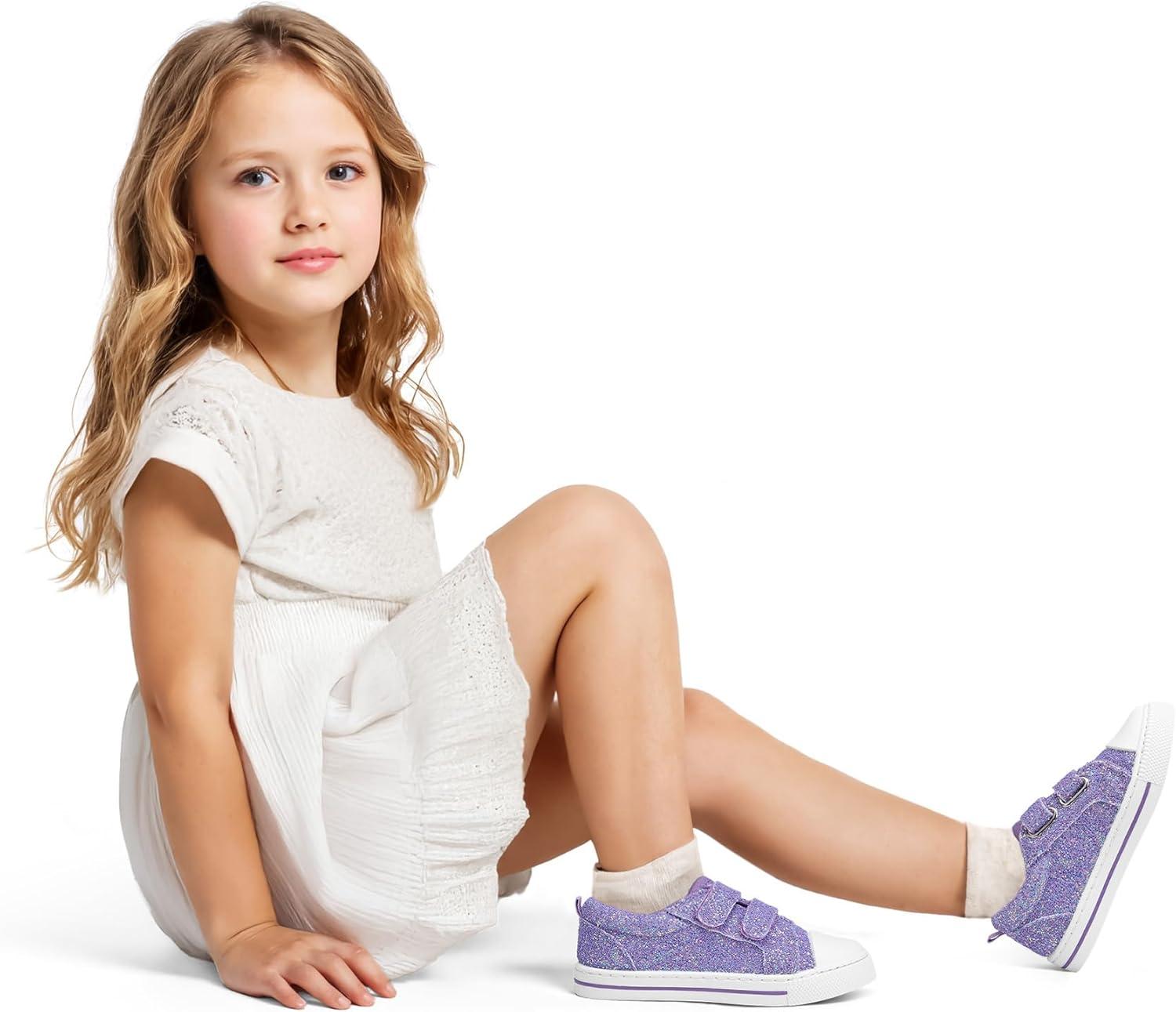 imageK KomForme Sneakers for Boys and GirlsToddler Kids Soft Walking ShoesPurple Glitter