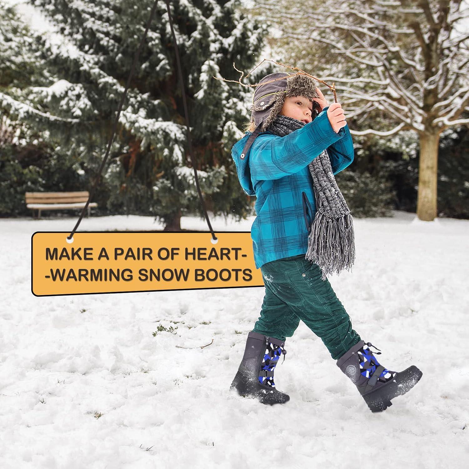 imageK KomForme Snow Boots for Boys ampamp Girls Warm Waterproof Slip Resistant Winter Shoes ToddlerLittle KidBig KidGrayk