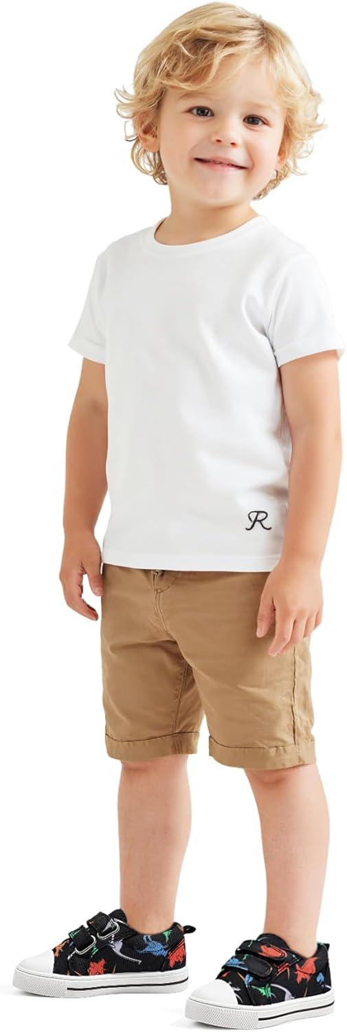 imageK KomForme Toddler Boys ampamp Girls Shoes Kids Canvas Sneakers with Cartoon Dual Hook and LoopsBlack Dinosaur