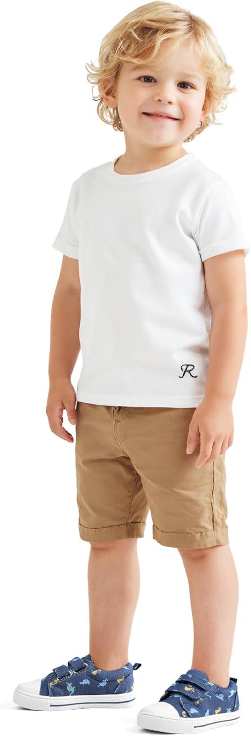 imageK KomForme Toddler Boys ampamp Girls Shoes Kids Canvas Sneakers with Cartoon Dual Hook and LoopsBlue Dinosaur