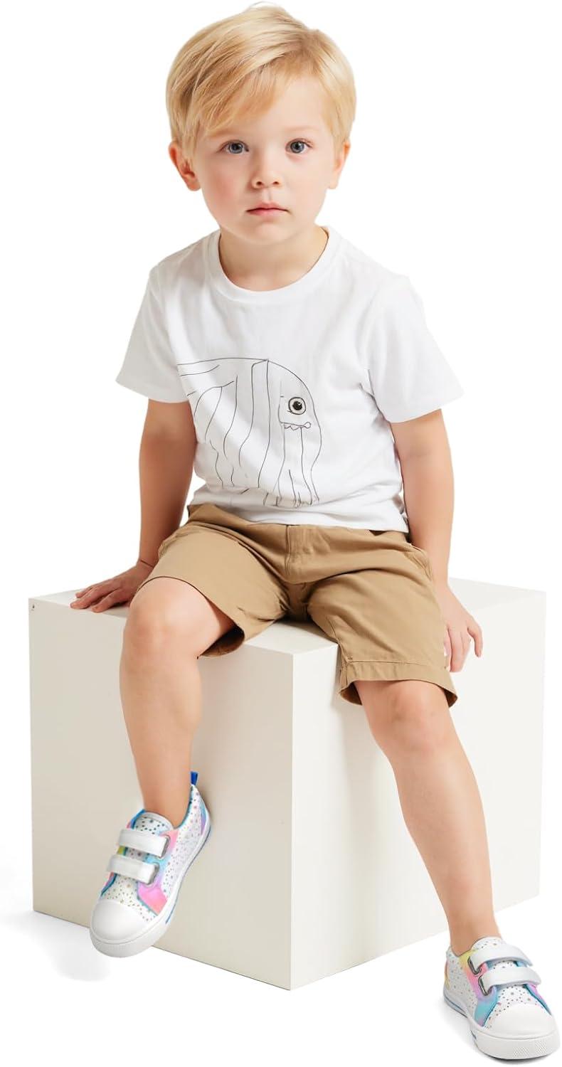 imageK KomForme Toddler Boys ampamp Girls Shoes Kids Canvas Sneakers with Cartoon Dual Hook and LoopsHollow Star