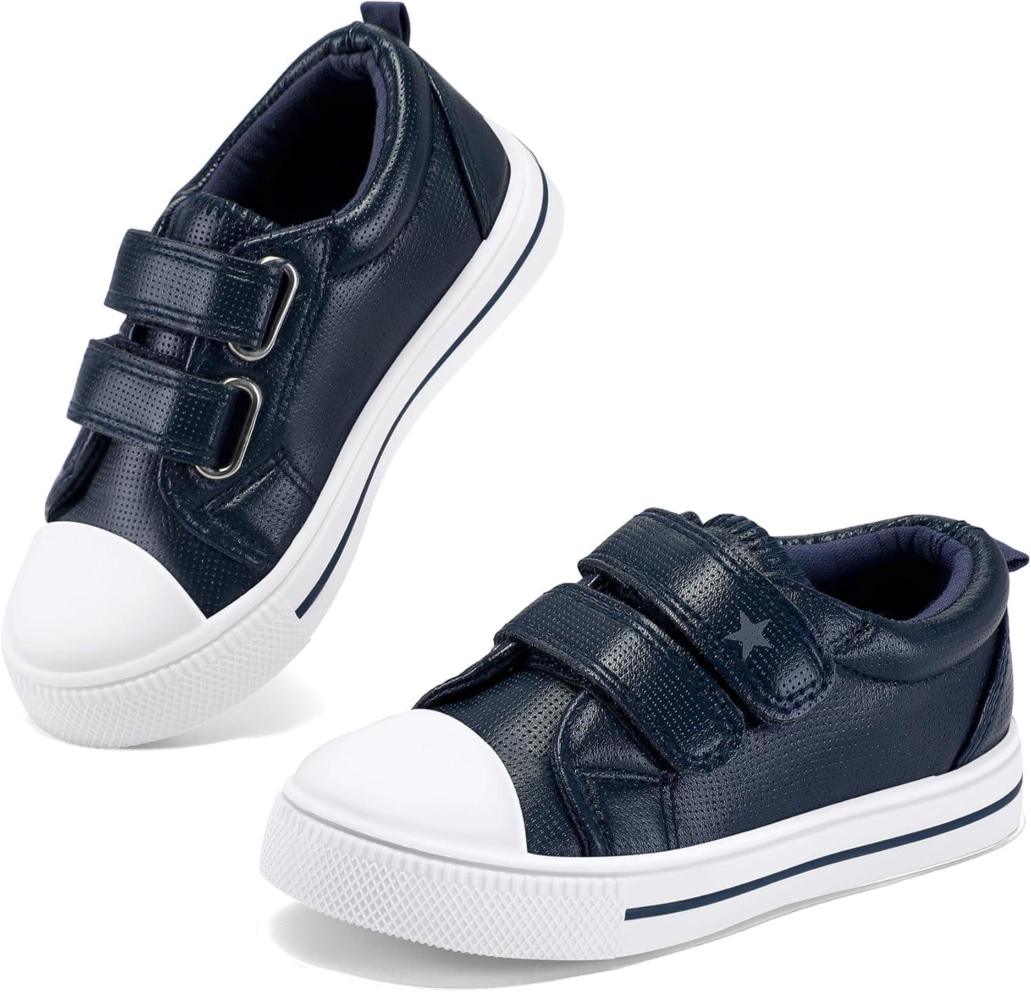 imageK KomForme Toddler Boys ampamp Girls Shoes Kids Canvas Sneakers with Cartoon Dual Hook and LoopsNavy