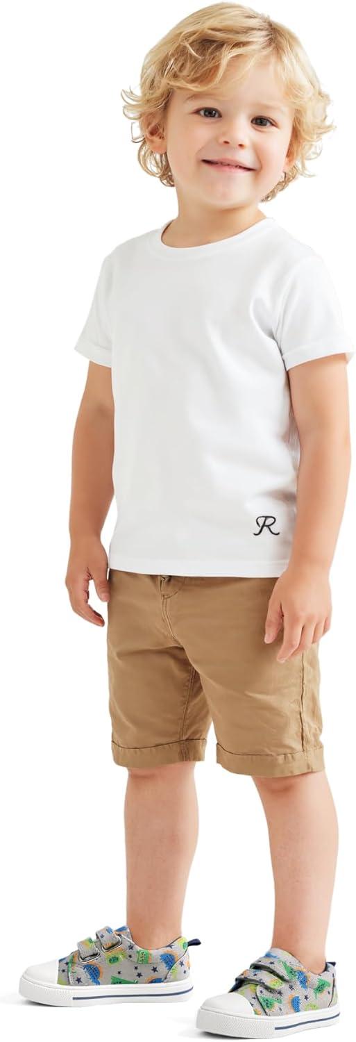 imageK KomForme Toddler Boys ampamp Girls Shoes Kids Canvas Sneakers with Cartoon Dual Hook and LoopsStegosaurus Dinosaur