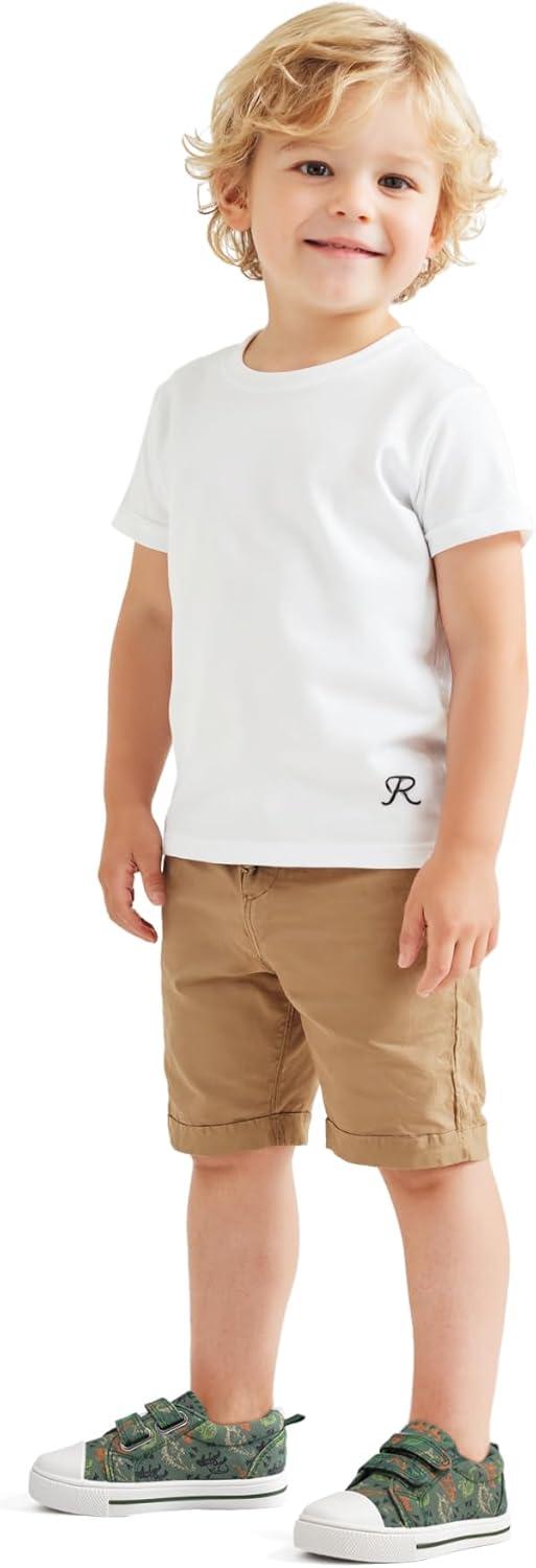 imageK KomForme Toddler Boys ampamp Girls Shoes Kids Canvas Sneakers with Cartoon Dual Hook and LoopsTyrannosaurus Dinosaur