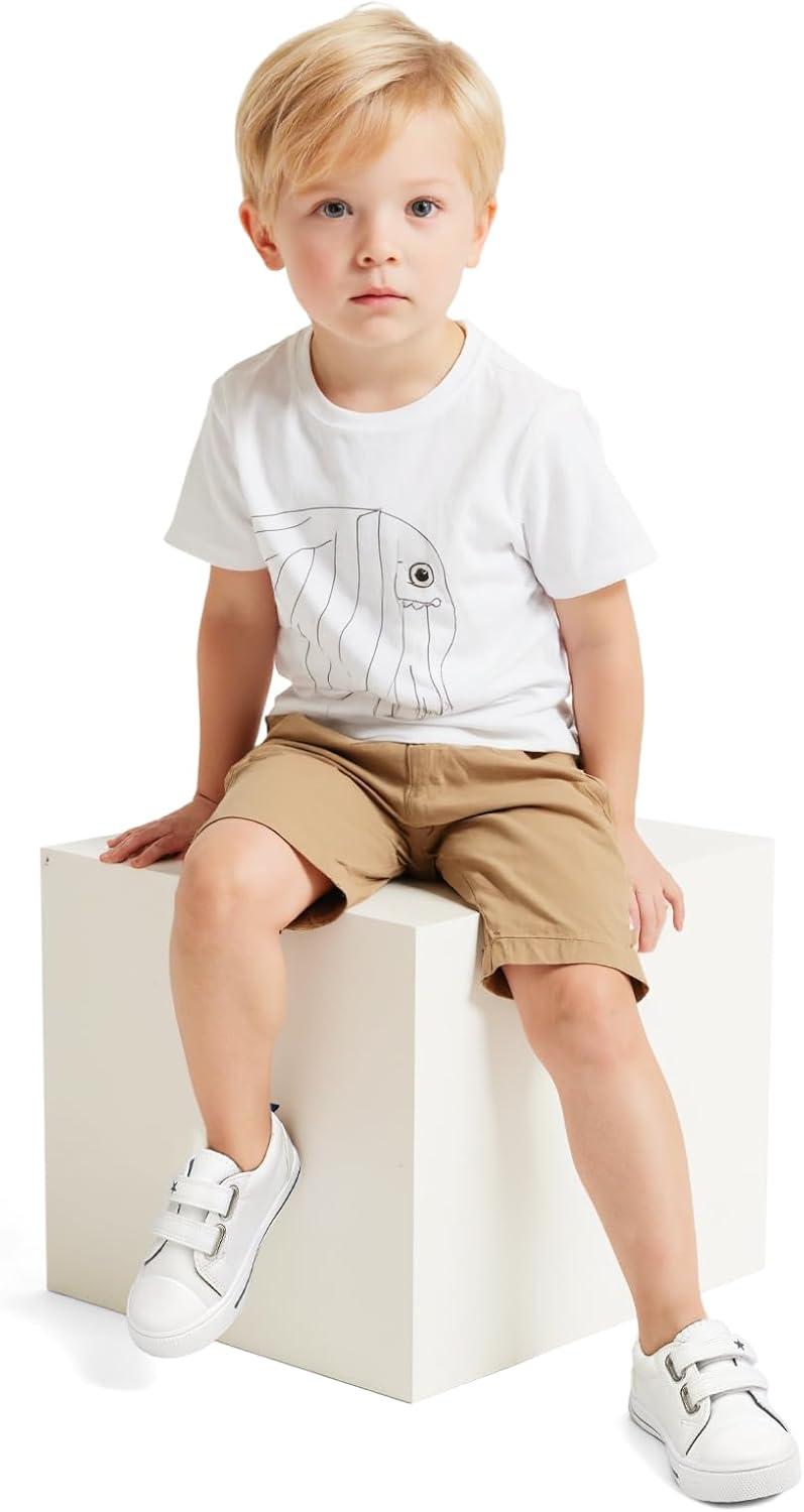 imageK KomForme Toddler Boys ampamp Girls Shoes Kids Canvas Sneakers with Cartoon Dual Hook and LoopsWhite