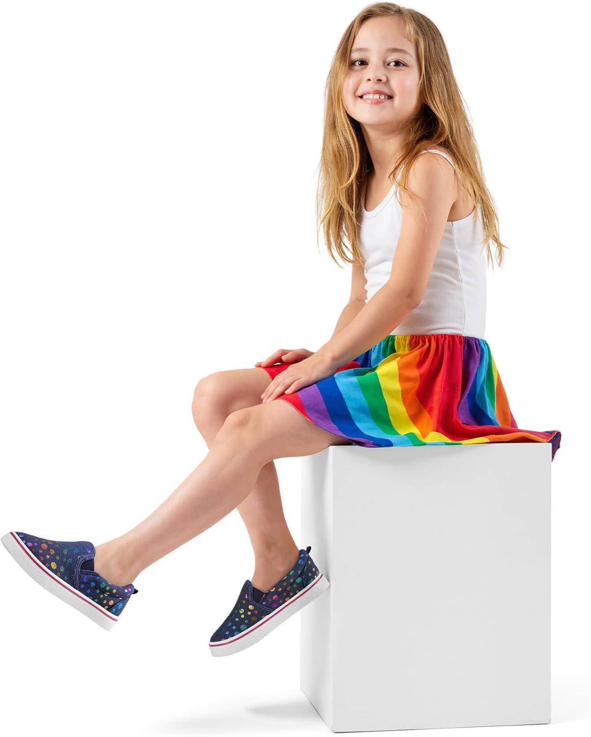 imageK KomForme Toddler Girls Boys Shoes Little Kids Slip on Canvas Sneakers for RunningWalkingDark Dots